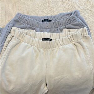 2 pairs of Brandy Melville Cream and gray blue sweatpants